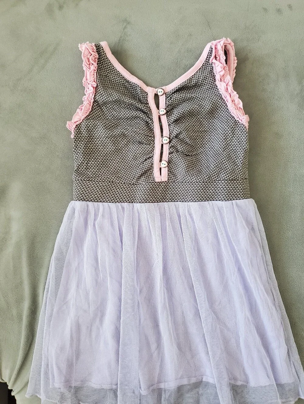 Matilda Jane Clothing Girls Ruffle Dress Size 2 Grey Pink Purple
